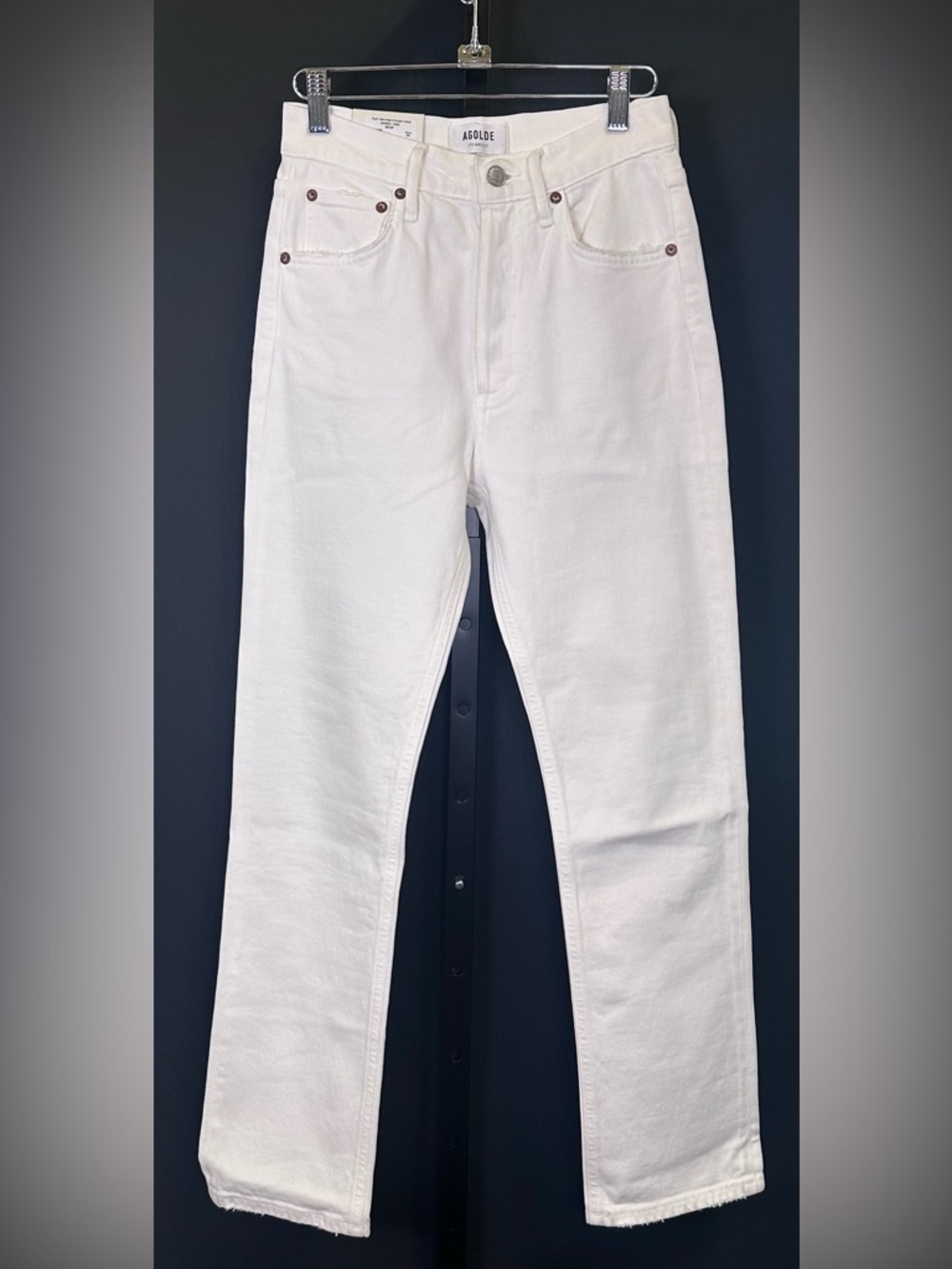 #205- NEW Agolde Riley High Rise White Straight Crop - Comfort Stretch Jeans - Picture 7 of 15